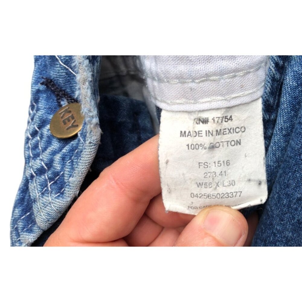 Distressed Mens Key Imperial Denim Overalls Medium Wash Size 56x32 Ranch Chore F - Picture 9 of 9